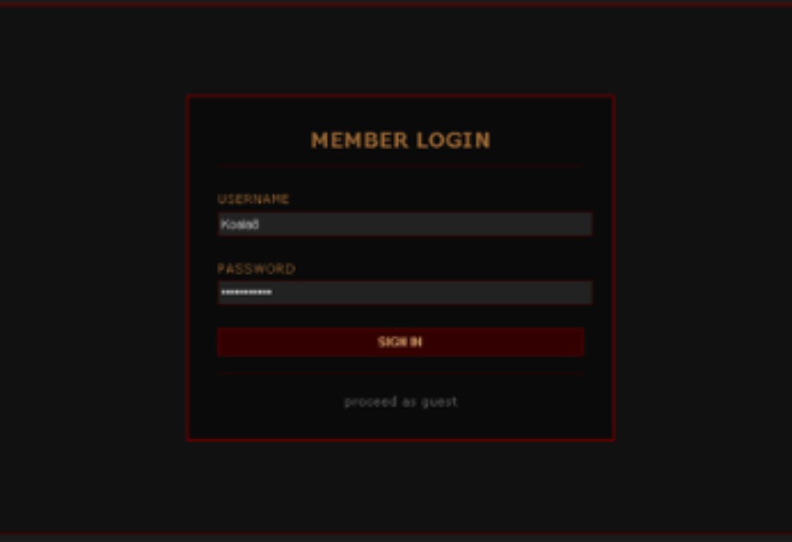 login screenshot